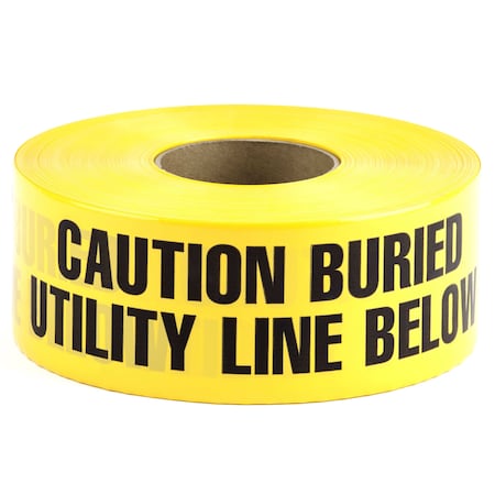 Dottie Underground Warning Tape, Caution Buried Utility Line Below, Yellow, Polyethylene UT20D